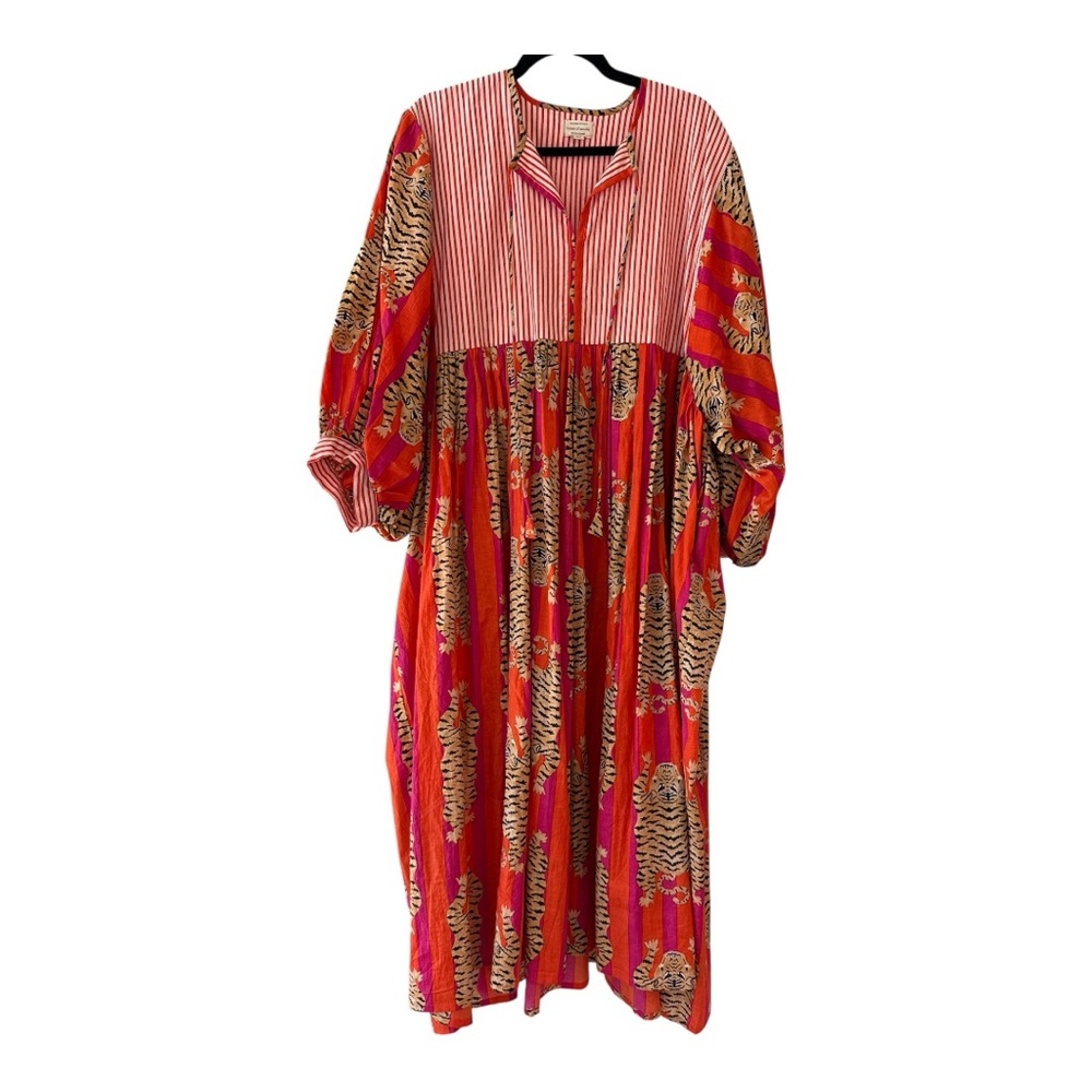 Red and Orange Tibetan Tiger Maxi Dress